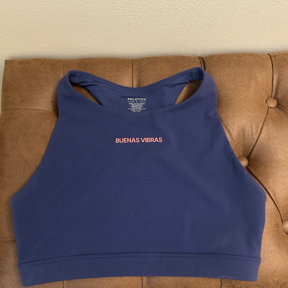 Peloton Navy Sports Bra 'BUENAS VIBRAS'